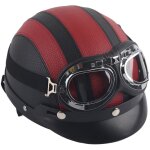 Demi - casque et visière anti - uv universels en cuir synthétique pour scooter de moto rouge Demi - casque et visière anti - uv universels en cuir synthétique pour scooter de moto rouge