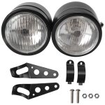 Lampe de phare ronde double jumelle avant en fer pour moto universelle 8, 5 pouces (double noir et blanc) ...