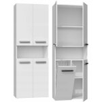 Hucoco - glaze armoire de salle de bain avec porte + panier style moderne 174x60x30 cm colonne salle ...