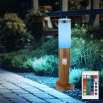 Lampe de socle avec d�tecteur de mouvement, aspect bois, borne d'�clairage ext�rieur, acier inoxydable, ...