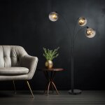 Lampadaire 3 flammes lampadaire arqué verre fumé lampe de salon sur pied noir, métal, 3x e27, lxh 105 ... Lampadaire 3 flammes lampadaire arqué verre fumé lampe de salon sur pied noir, métal, 3x e27, lxh 105 ...