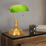 Lampe de bureau led bankerlampe lampe de table laiton vieilli verre vert lampe de lecture, abat - jour ...