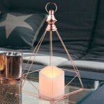 Lampe dcorative lanterne suspension led dcoration de nol bougie led grille design, mtal couleur cuivre, ...