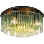 Globo - lampe de salon plafonnier tiges de verre métal chrome vert luminaire à 5 lampes Globo - lampe de salon plafonnier tiges de verre métal chrome vert luminaire à 5 lampes