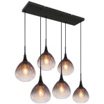 Lampe suspendue suspension lampe de table à manger verre fumé 6 flammes lampe de salon h 120cm Lampe suspendue suspension lampe de table à manger verre fumé 6 flammes lampe de salon h 120cm