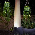 Lampe � suspension solaire d'ext�rieur lampe � panneau solaire solaire, corde de chanvre de plante artificiell ...