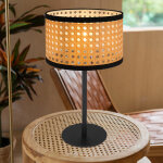 Globo - lampe de table ronde aspect bambou, lampe de salon, lampe de bureau, lampe de chevet ronde en ...
