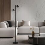 Globo lighting - lampadaire 2 flammes lampe de salon lampadaire spots orientables lampe sur pied noire, ...