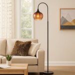 Globo lighting - lampadaire arqu lampe de salon lampadaire arqu verre cuivr, mtal noir, 1x e27, lxlxh ...