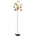 Lampadaire lampe de chambre lampadaire led boule de verre laiton 12 ampoules h 200cm
