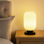 Lampe de chevet led lampe de table verre opalin lampe de chambre à coucher noire, métal, interrupteur ... Lampe de chevet led lampe de table verre opalin lampe de chambre à coucher noire, métal, interrupteur ...