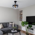 Globo lighting - lampe de plafond led verre fum lampe de salon lampe de plafond chambre  coucher, mtal ...