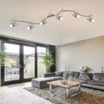 Plafonnier, spot orientable  6 flammes, mobile, nickel mat, chrome, 6x led blanc chaud, lxlxh 145x9x18 ...