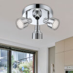 Globo lighting - plafonnier � spots 3 flammes ronds, plafonnier led 3 spots, m�tal chrom�, 3x led 4w ...