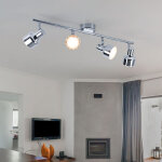 Globo lighting - spot de plafond led orientable, plafonnier chrom�, 4 flammes, m�tal acrylique, 4x 4w ...