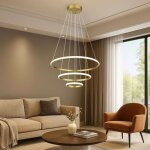 Globo lighting - suspension led lampe de table  manger anneaux or lampe de salon suspension or, 39w ...