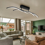 Globo - plafonnier design lampe salon plafonnier led chambre, noir graphite, 20w 1130lm blanc chaud, ...