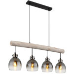 Globo ryan plafonnier suspendu dome bar, abat - jour en verre fum� noir mat, 4 ampoules e27