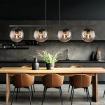 Sph�re design plafonnier suspension fum�e salon �clairage lampe en verre noir mat