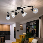 Spot de plafond spot bar noir plafonnier 4 flammes plafonnier salon, spots orientables, m�tal verre, ...