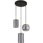Suspension lampe suspendue plafonnier lampe design led  3 lampes verre couleur fume