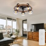 Globo - ventilateur de plafond avec t�l�commande plafonnier ventilateur en bois lampe ventilateur r�tro ...