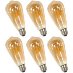 Goeco lot de 6 ampoules led filament vintage st64 - verre ambr� - 3000k chaud - 4w - culot e27 - �clairage ...