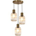 Goeco - clairage  3 lumires - lustre rtro en verre transparent - lustre  trois globes - suspension ...