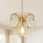 Goeco lustre suspendu cristal moderne, dor�, cha�ne 120 cm, douille e27, lumi�re �clatante, pour salle ...