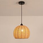 Goeco lustre suspendu design en corde tress�e, 30x30x150 cm, noir et marron, douille e27 (ampoule non ...