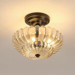 Goeco plafonnier design en verre, noir et ambre, 30x30 cm, 3 douilles e27 (ampoules non incluses), pour ...