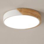 Plafonnier led bois, 30w lampe de plafond modernes rond, luminaire plafonnier blanc neutre 4500k pour ...