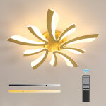 Goeco plafonnier led design en acrylique forme v, 68x68 cm, dor�, 5 t�tes, 48w, gradation continue 3000 ...
