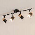 Goeco spots de plafond bois - plafonnier led noir 4 spots clairage de plafond gu10 orientable 350pour ...