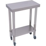Tabli en acier inoxydable, table de travail, table de cuisine mobile avec roulettes, table de prparation, ...