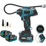 Gonfleur sans fil portable, 8. 3 bar avec 4 valves et deux batteries de 3, 0 ah?pour voitures, v�los, ...