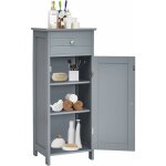 Armoire de rangement pour salle de bain, meuble de toilette sur pied en mdf avec tiroir et 2 etagere ...