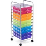 Goplus chariot de rangement 10 tiroirs � roulettes, tour de rangement � roulettes, tiroirs en plastique&cadre ...