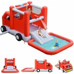 Goplus chteau gonflable forme camion de pompier trampoline&toboggan&pistolets a eau, parc aquatique ...