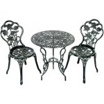Goplus ? ensemble table et chaise de jardin 3 pi�ces ? 2 chaises ergonomiques en aluminium et fonte ? ...