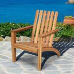 Fauteuil de jardin adirondack en bois d'acacia - 69x73x85cm - fauteuil large avec dossier confortable ...