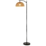 Goplus lampadaire avec abat - jour en corde de papier suspendu, 25 x 25 x 160 cm, lampadaire autoportant ...