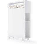 Meuble de salle de bain mobile, 50x19x72cm, meuble de rangement multifonctionnel avec 2 tiroirs, 2 paniers ...