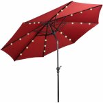 Parasol de jardin d. 270cm - parasol patio droit inclinable 18 led solaire - poteau m�tallique avec manivelle ...