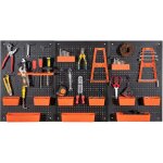 Goplus porte - outils mural en m�tal 120 x 60 x 2 cm, 3 panneaux perfor�s, bacs en pp, supports et crochets ...
