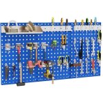 Porte outils mural en mtal  trous carrs, 3 panneaux perfors muraux avec 25 crochets, support pour ...