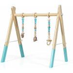 Goplus portique d?eveil bebe pliable en bois, avec 3 anneaux de tirage de jeu, structure triangulaire ...