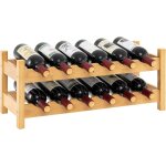 Goplus range bouteille � 2 niveaux pour 12 bouteilles, 24 x 60 x 25 cm, casier � bouteilles en bambou, ...