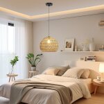 Goplus suspension luminaire sph�rique 34 x 43 cm, lustre salon avec abat - jour en papier huil�, hauteur ...