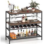 Goplus - tagère à vin pour 7 bouteilles, meuble de bar à vin, 4 supports de verre, large plateau, etagères ... Goplus - tagère à vin pour 7 bouteilles, meuble de bar à vin, 4 supports de verre, large plateau, etagères ...